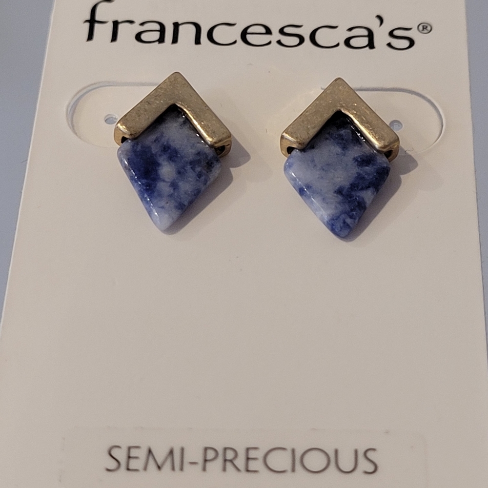 NWT Francesca's semi-precious stud earrings with Sodalite